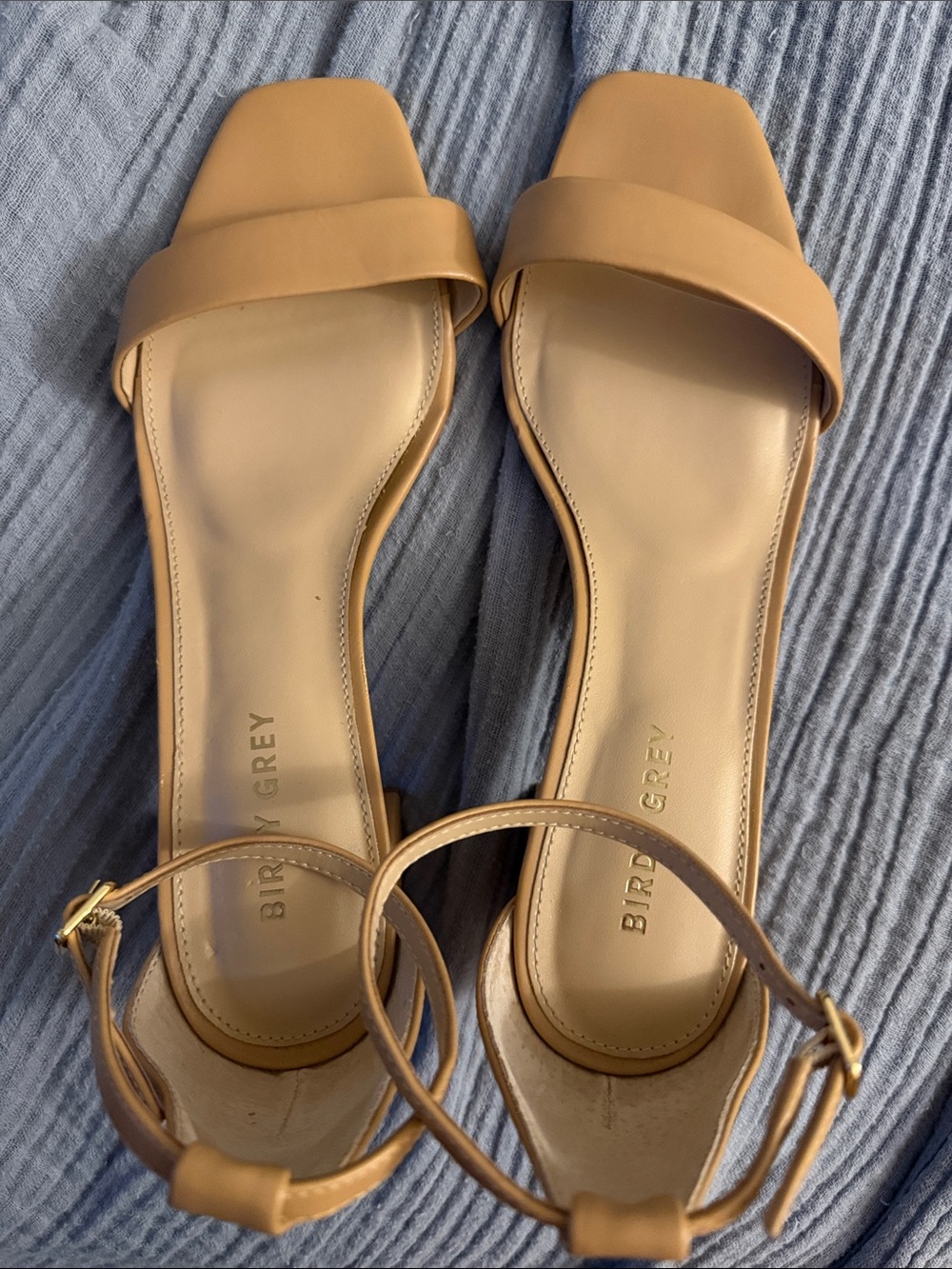 Tan Open-Toe Ankle Strap Sandals